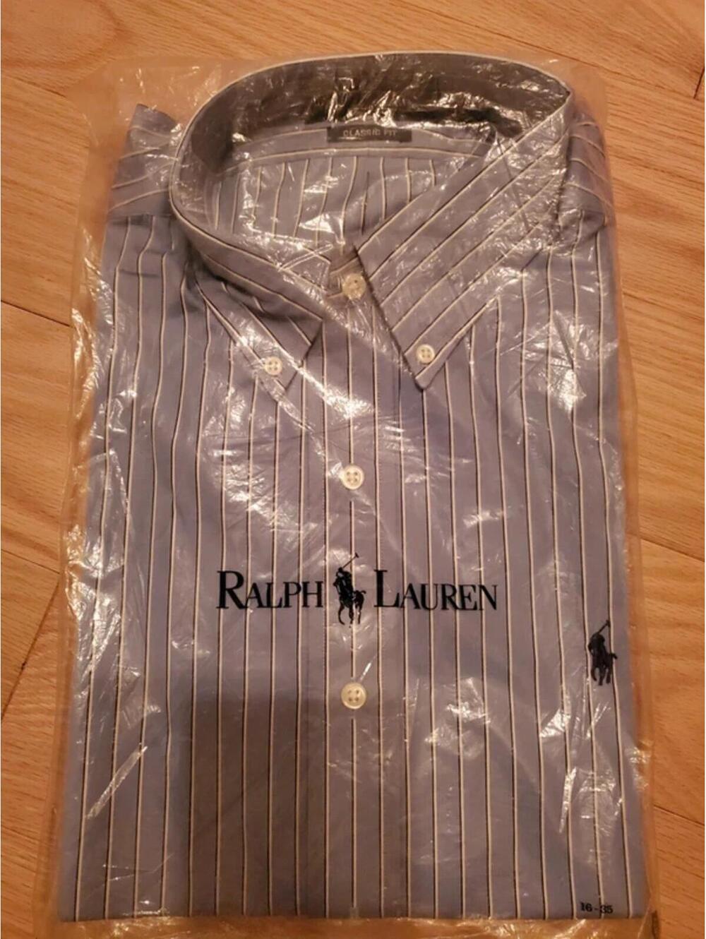 Ralph Lauren Blue and White Striped Button Up Long Sleeve Shirt